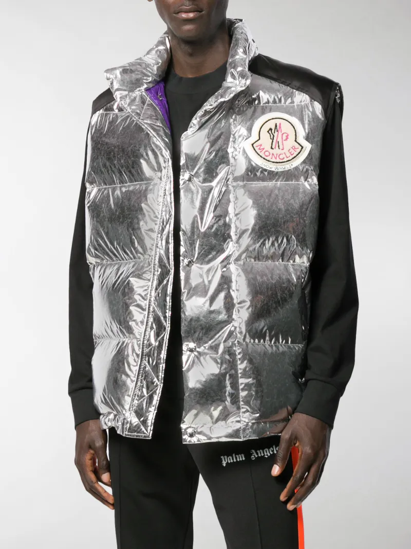 Moncler Genius Gilet Exen Moncler Palm Angels argento | MODES