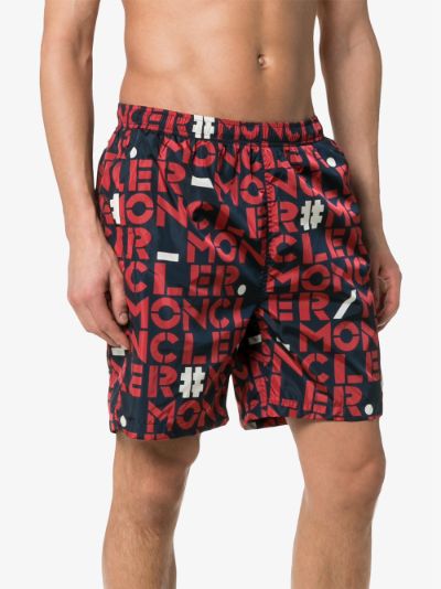 moncler red swim shorts