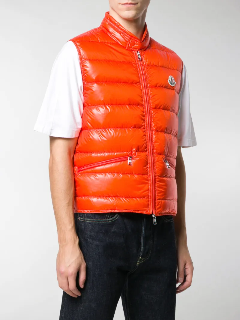 Moncler Gilet imbottito con logo arancione | MODES