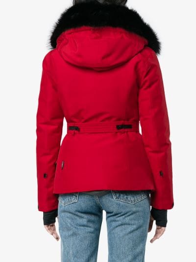 womens red moncler coat with fur hood