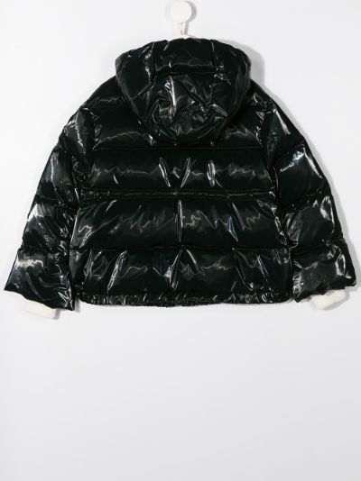 black patent moncler coat