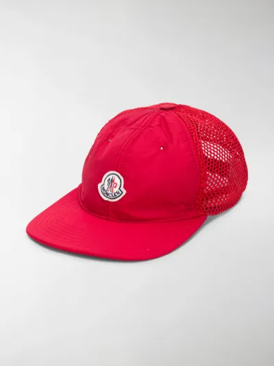 Moncler logo patch trucker cap red | MODES