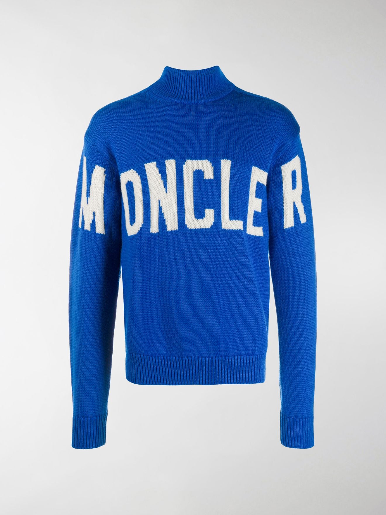 Moncler logo roll-neck jumper blue | MODES