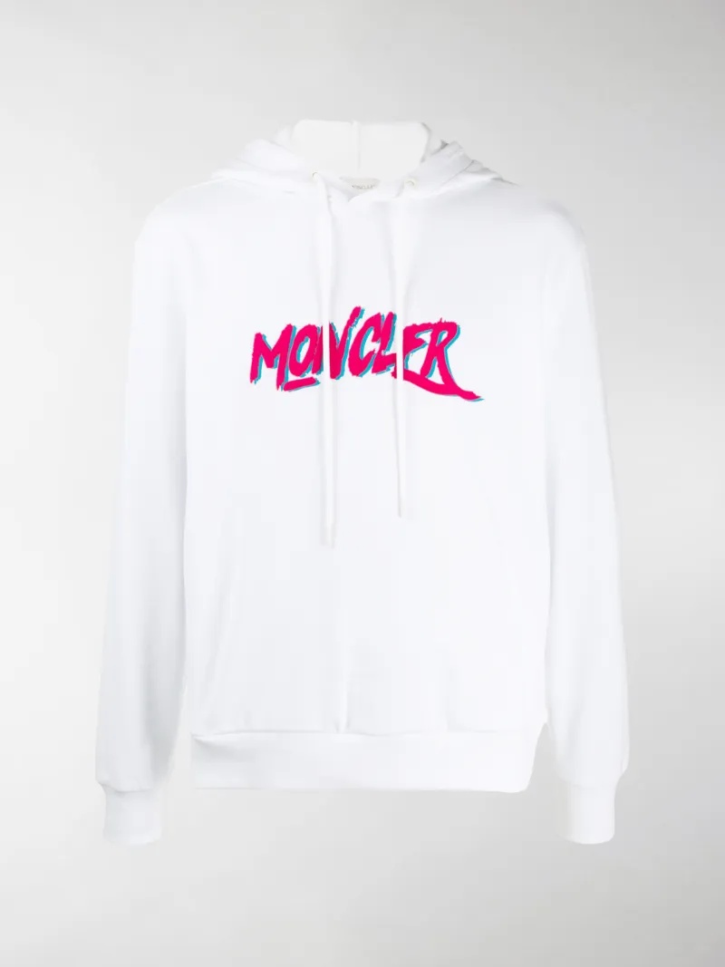 Moncler printed logo hoodie white | MODES