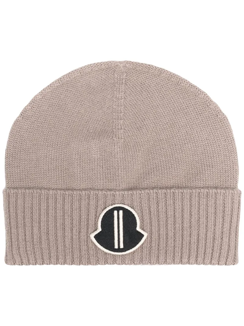Moncler + Rick Owens logo-patch beanie 