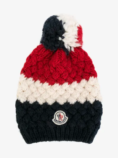 red and white striped bobble hat