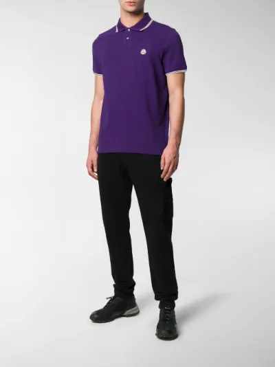 moncler striped trim polo shirt