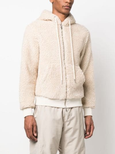 Zip Front Teddy Pullover, Beige