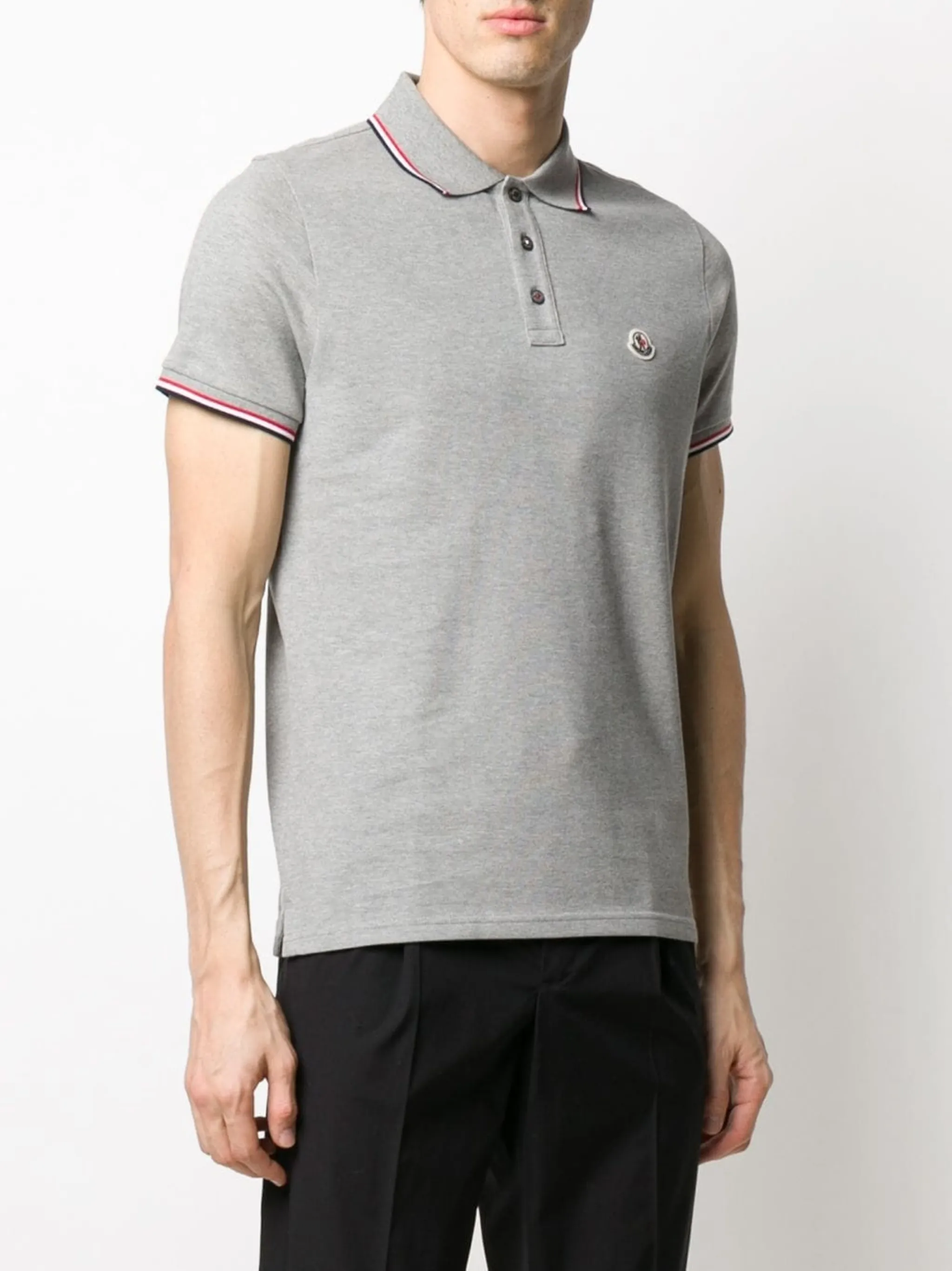 Moncler tricolour trim pique polo shirt Eraldo UK