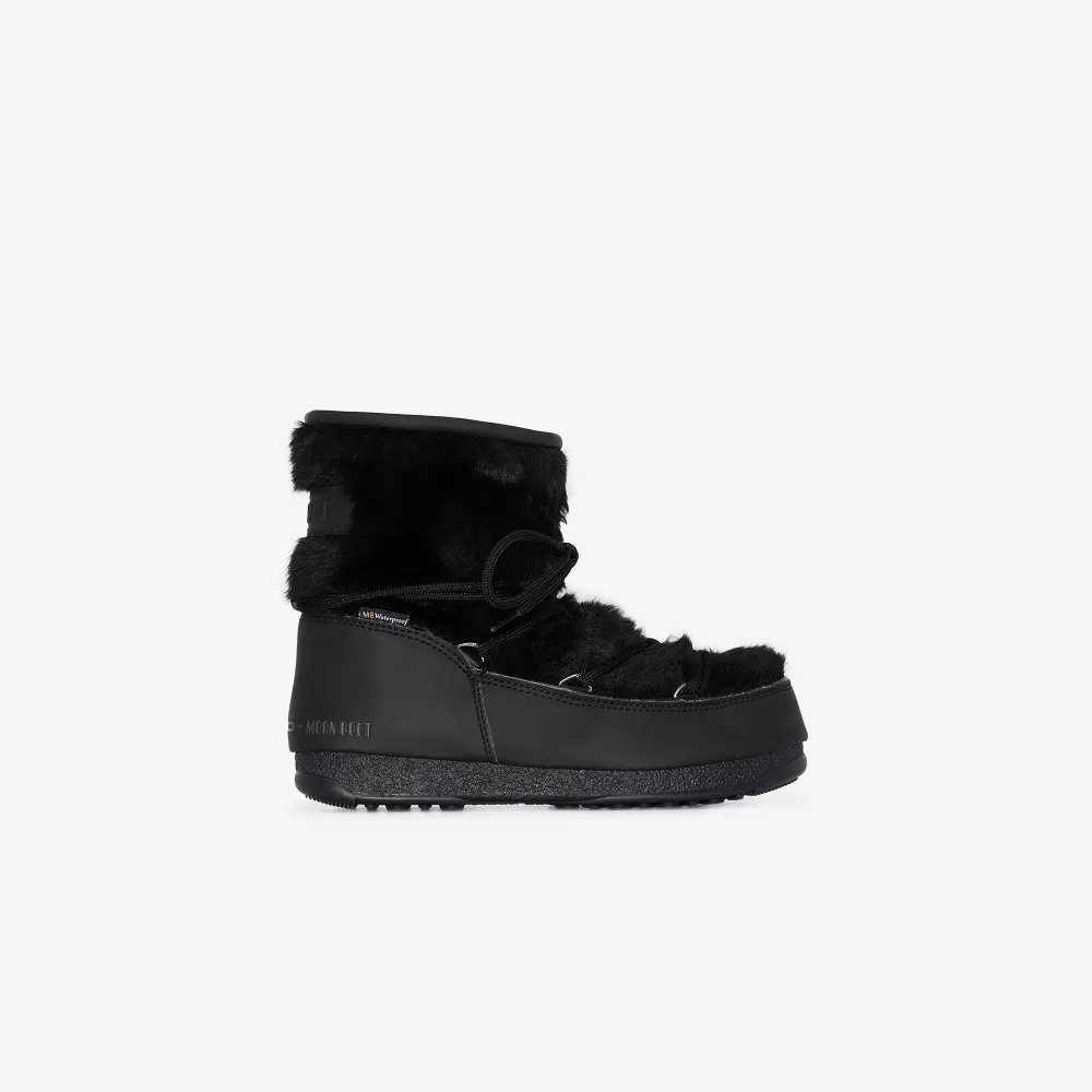 faux fur boots black