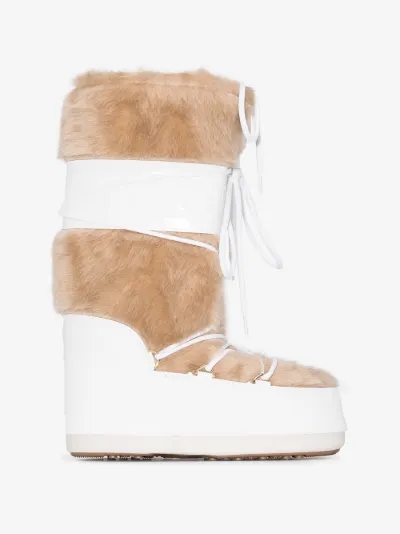white boots with fur trim