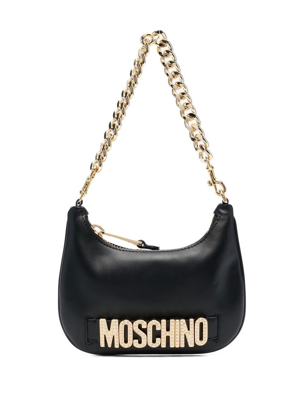 Moschino logo lettering discount leather shoulder bag