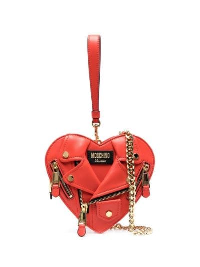 heart biker jacket crossbody bag Moschino Eraldo