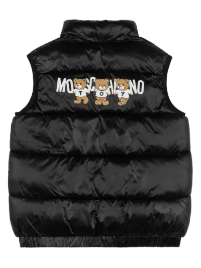 Moschino Kids logo print puffer vest Eraldo YE