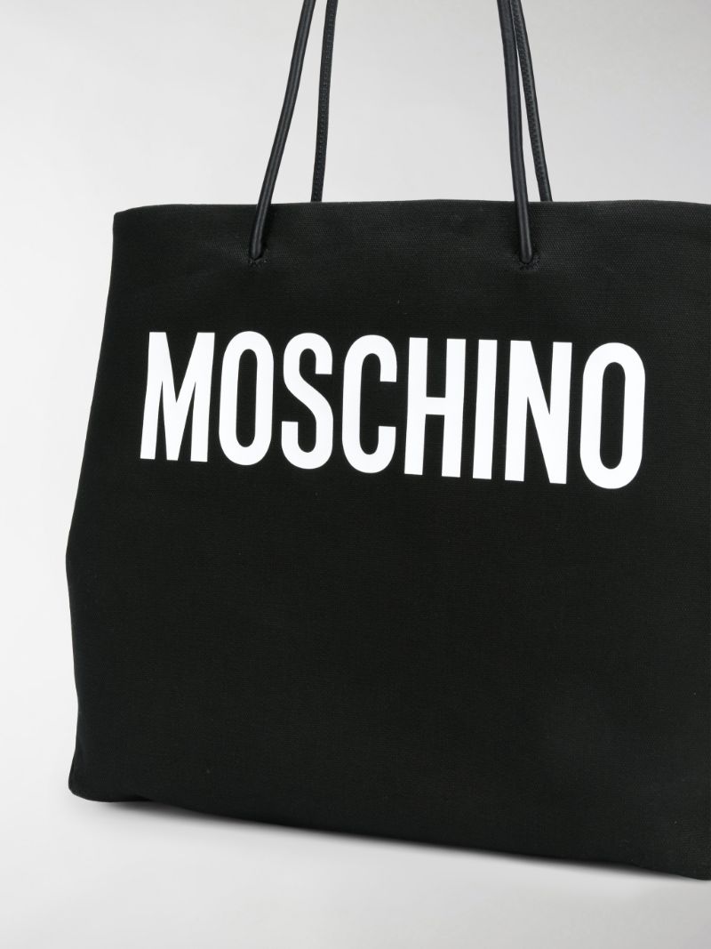 Moschino large canvas logo tote black 