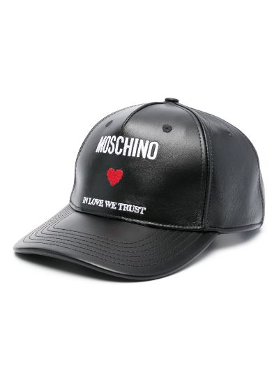 Moschino logo embroidered leather cap Eraldo SB