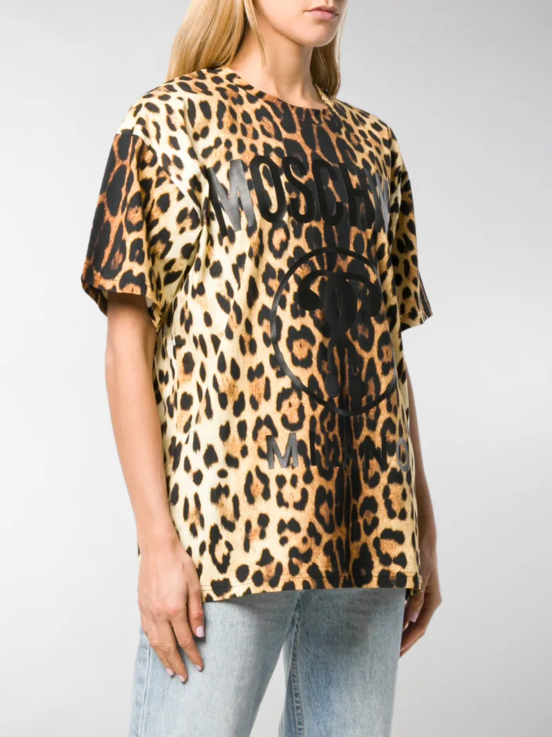 Moschino logo leopard-print T-shirt 