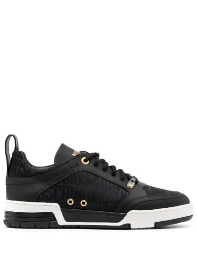 Moschino logo discount leather sneakers