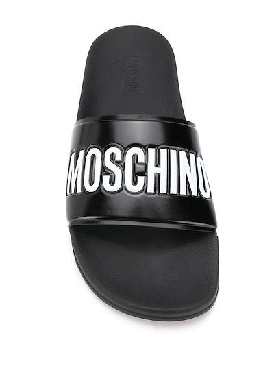 Fashion moschino logo pool slides