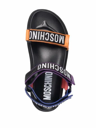 Moschino logo discount strap platform sandals