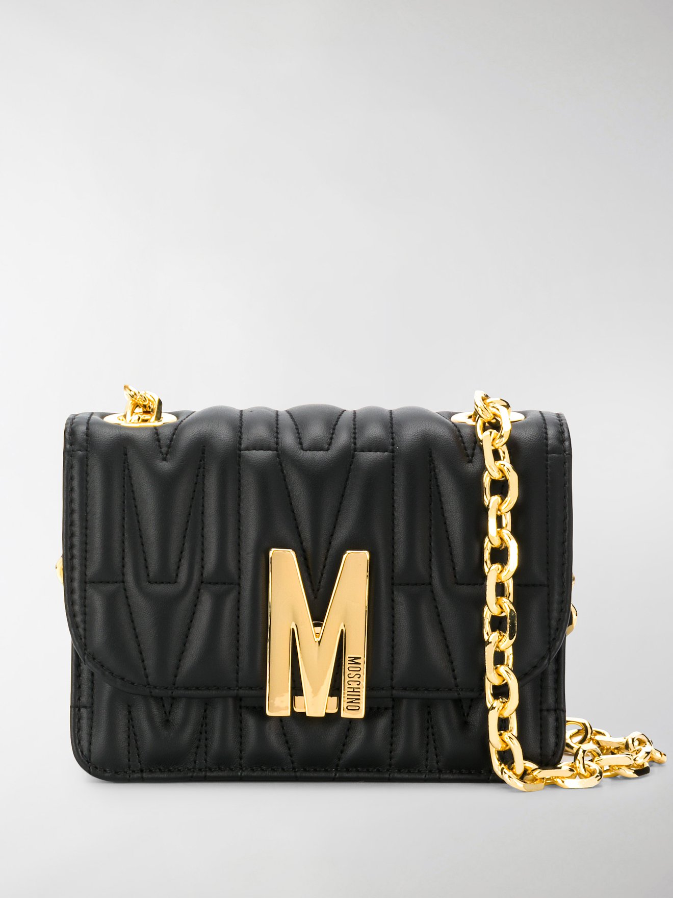 Moschino Mplaque quilted crossbody bag black MODES