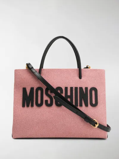 Moschino medium Glitter shopping bag pink | MODES