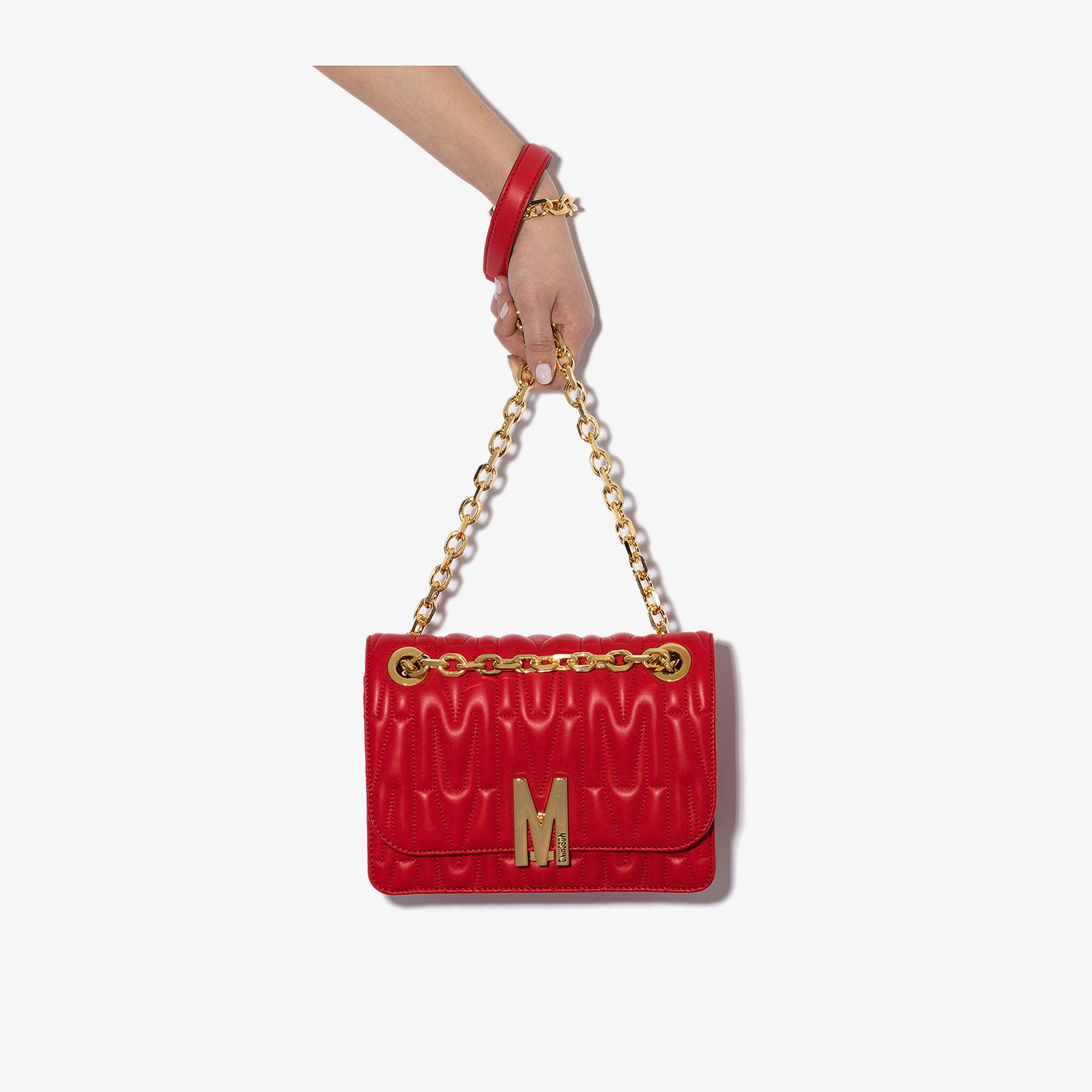 red quilted moschino bag