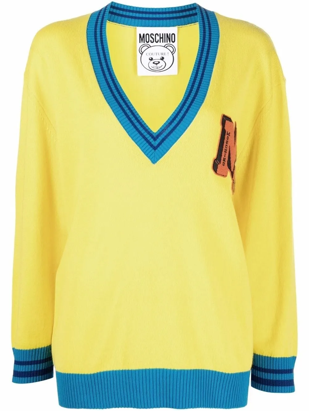 yellow moschino jumper