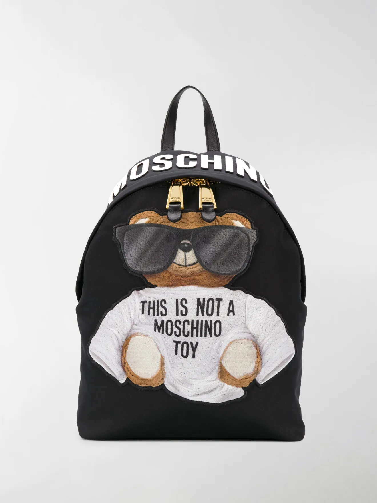 Moschino Zaino Teddy Bear con logo nero | MODES
