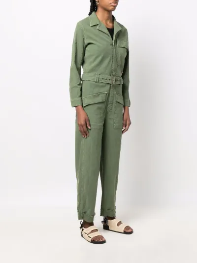 MOTHER Tuta intera denim a maniche lunghe verde | MODES