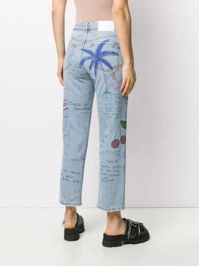 doodle print jeans