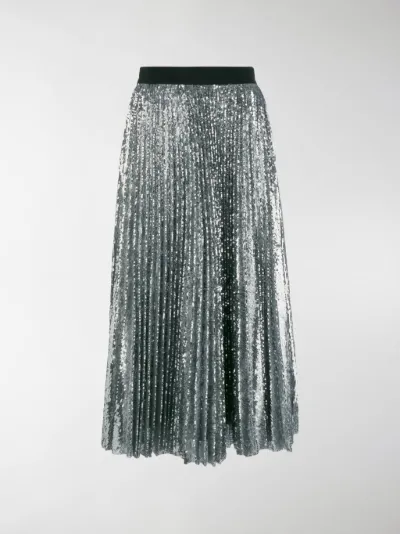 MSGM Gonna plissettata di paillettes effetto metallizzato | MODES