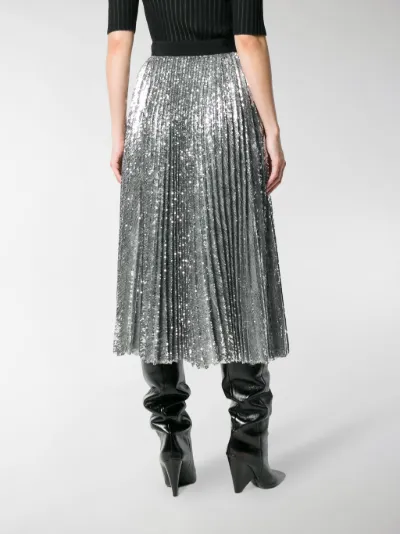 MSGM Gonna plissettata di paillettes effetto metallizzato | MODES