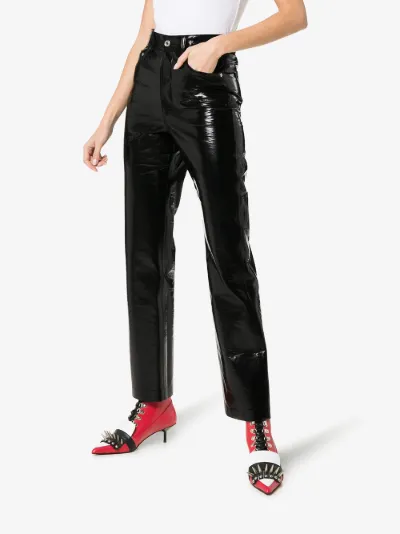 high waisted vinyl trousers