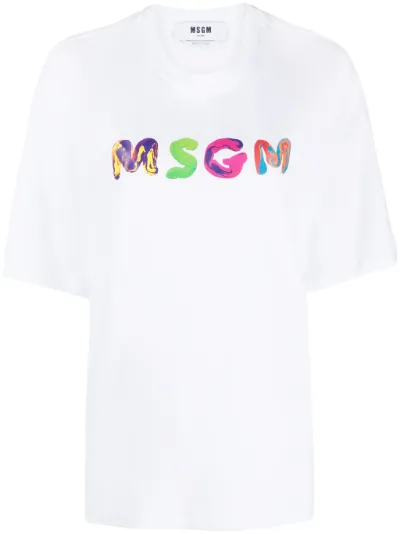 logo-print round-neck T-shirt | MSGM | Eraldo.com