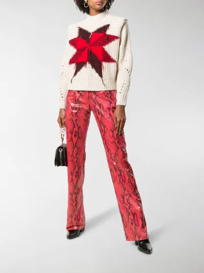 MSGM Pantaloni con effetto pelle di serpente rosso | MODES
