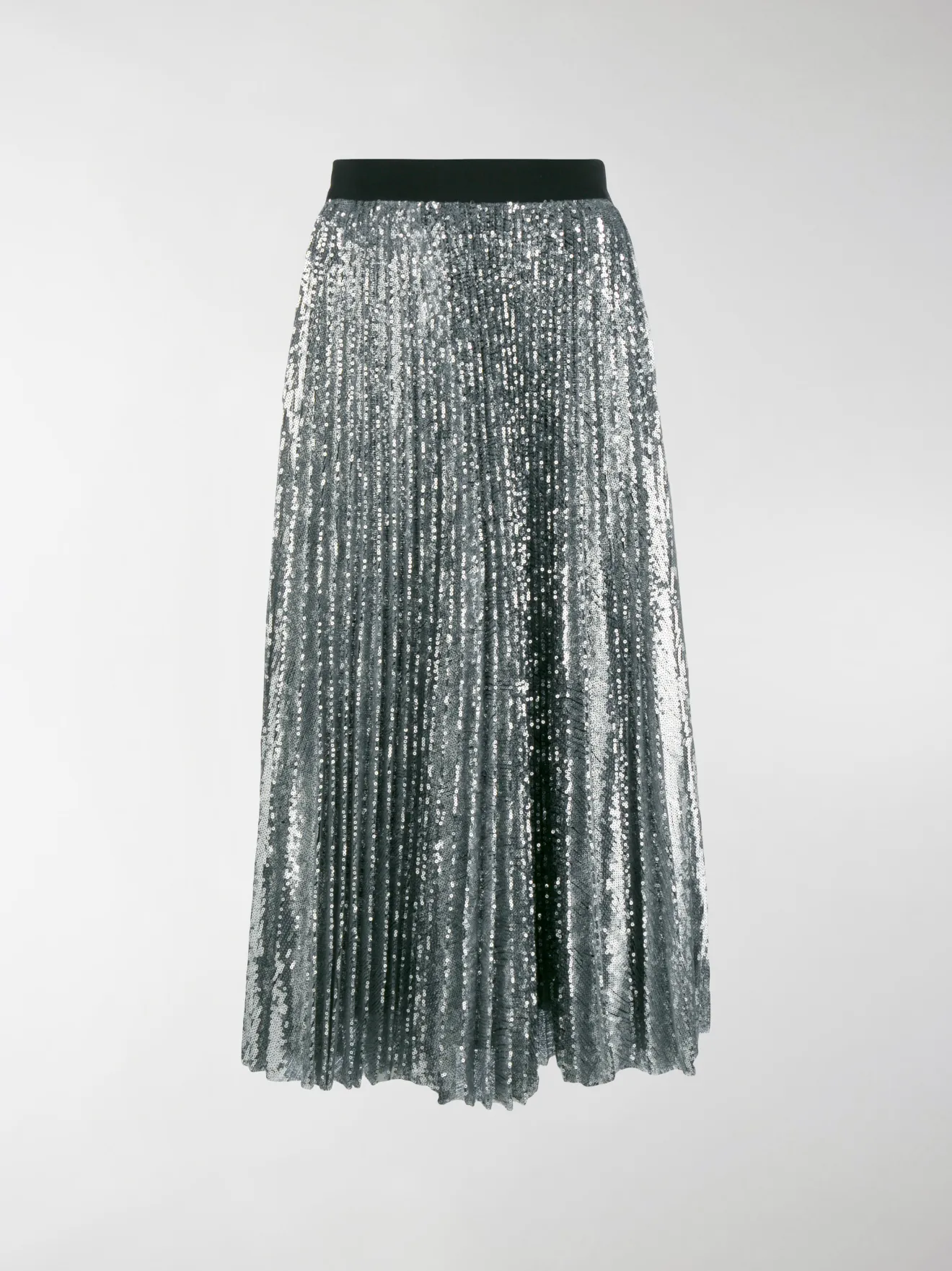 msgm pleated sequin midi skirt