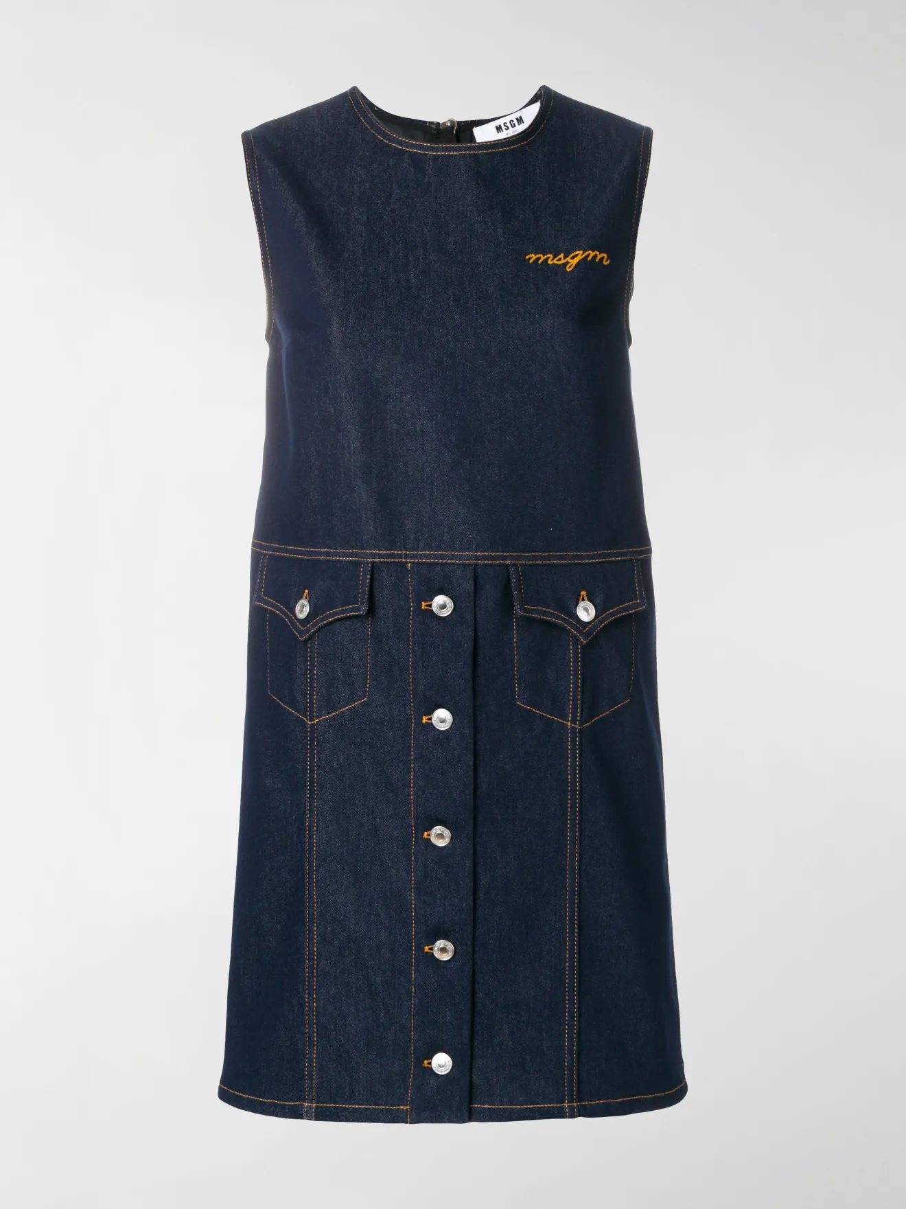 sleeveless denim shift dress