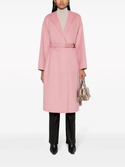 Belted wool blend long coat online