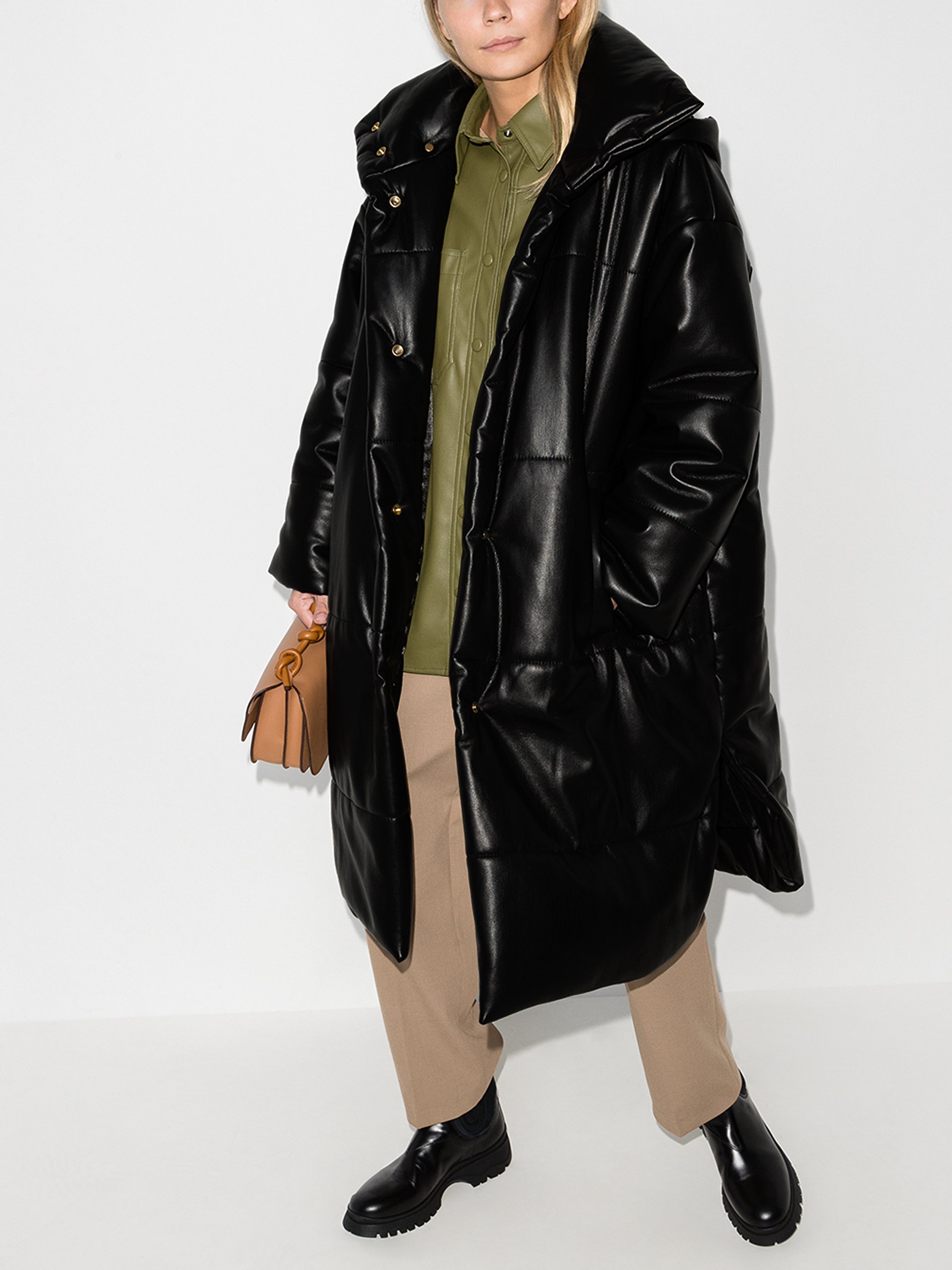 nanushka faux leather puffer