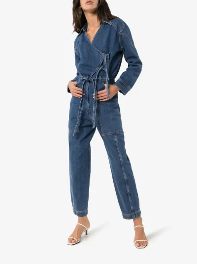 denim wrap jumpsuit