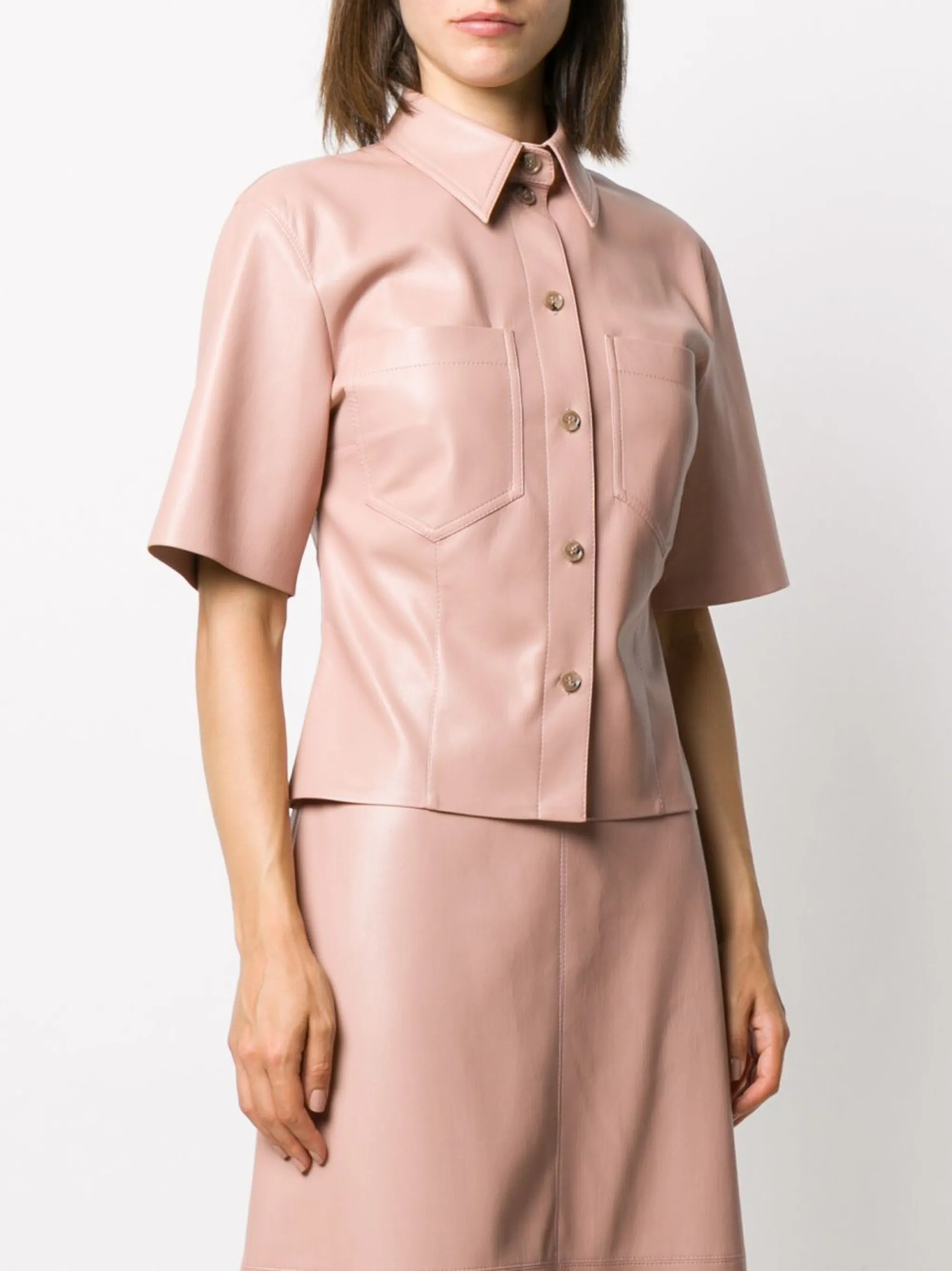 Nanushka short-sleeved faux-leather shirt | Eraldo.com FR