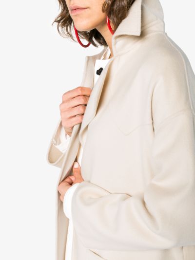 Silk blend long belted coat展示图