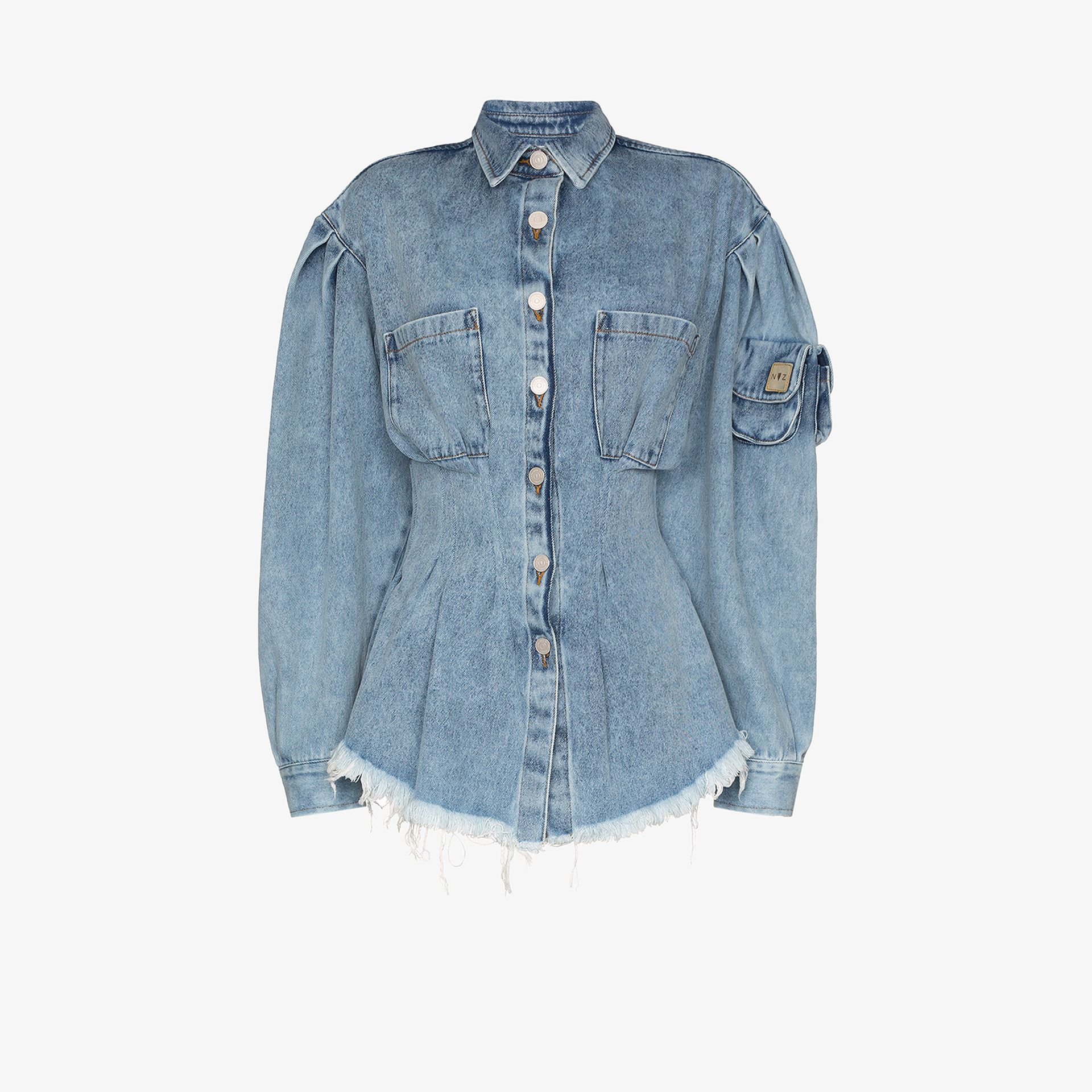 frayed hem denim shirt