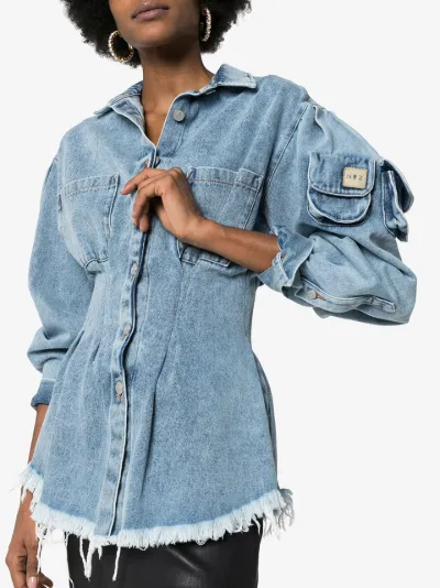frayed hem denim shirt