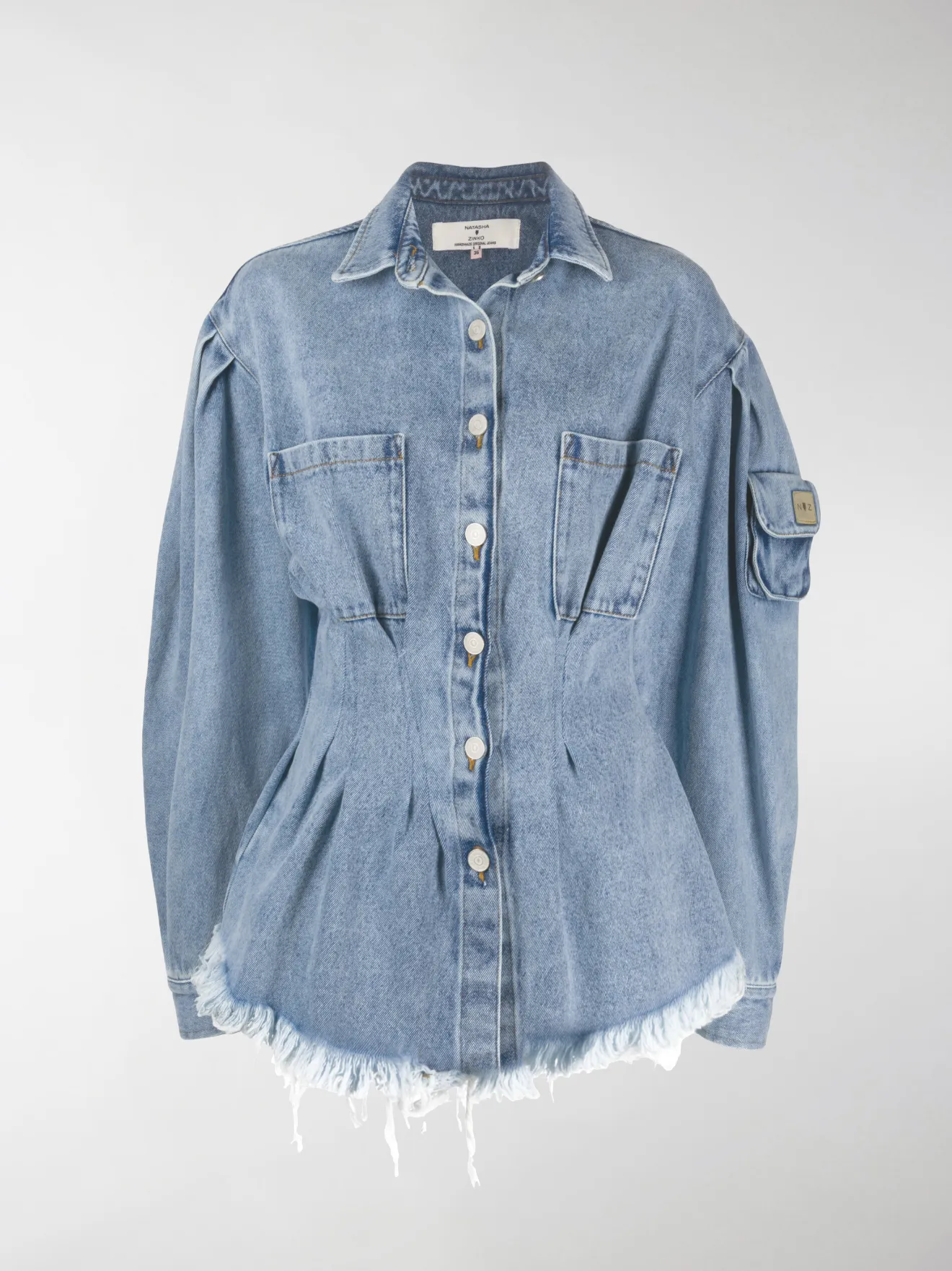 frayed hem denim shirt