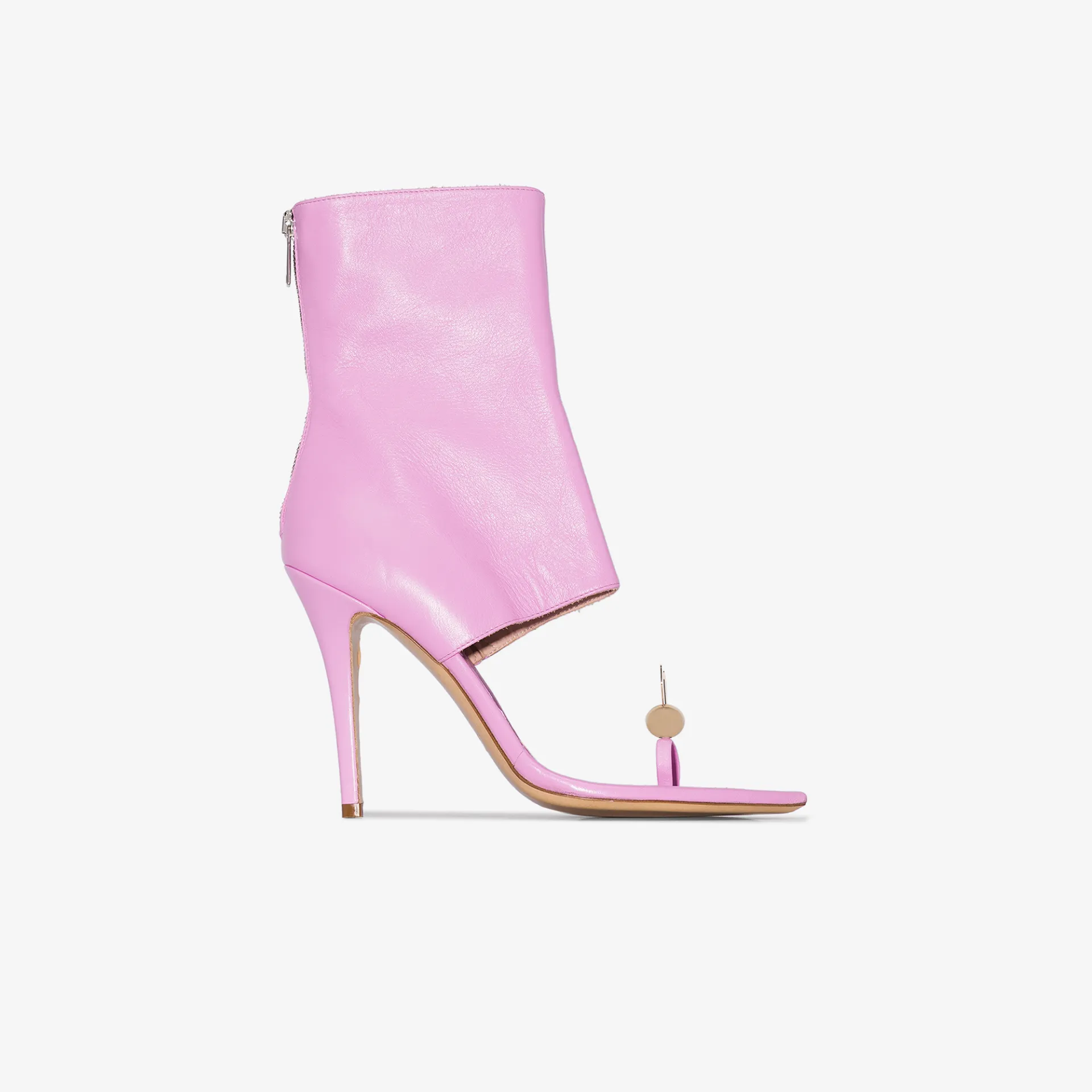 pink leather ankle boots