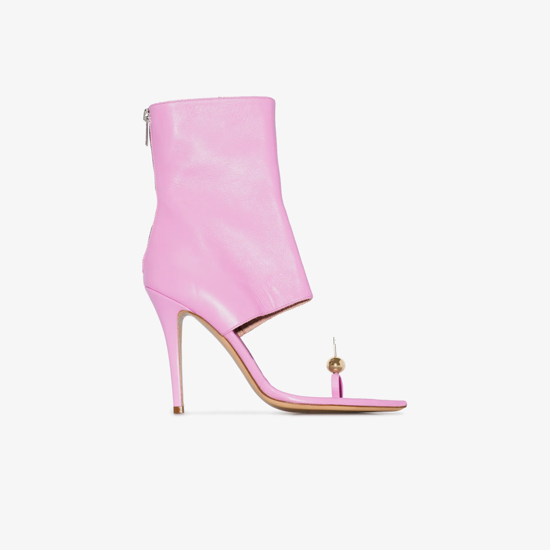 pink leather ankle boots