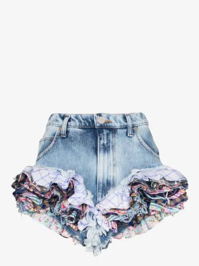 ruffled jean shorts