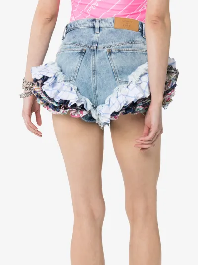 jean shorts with ruffles at bottom